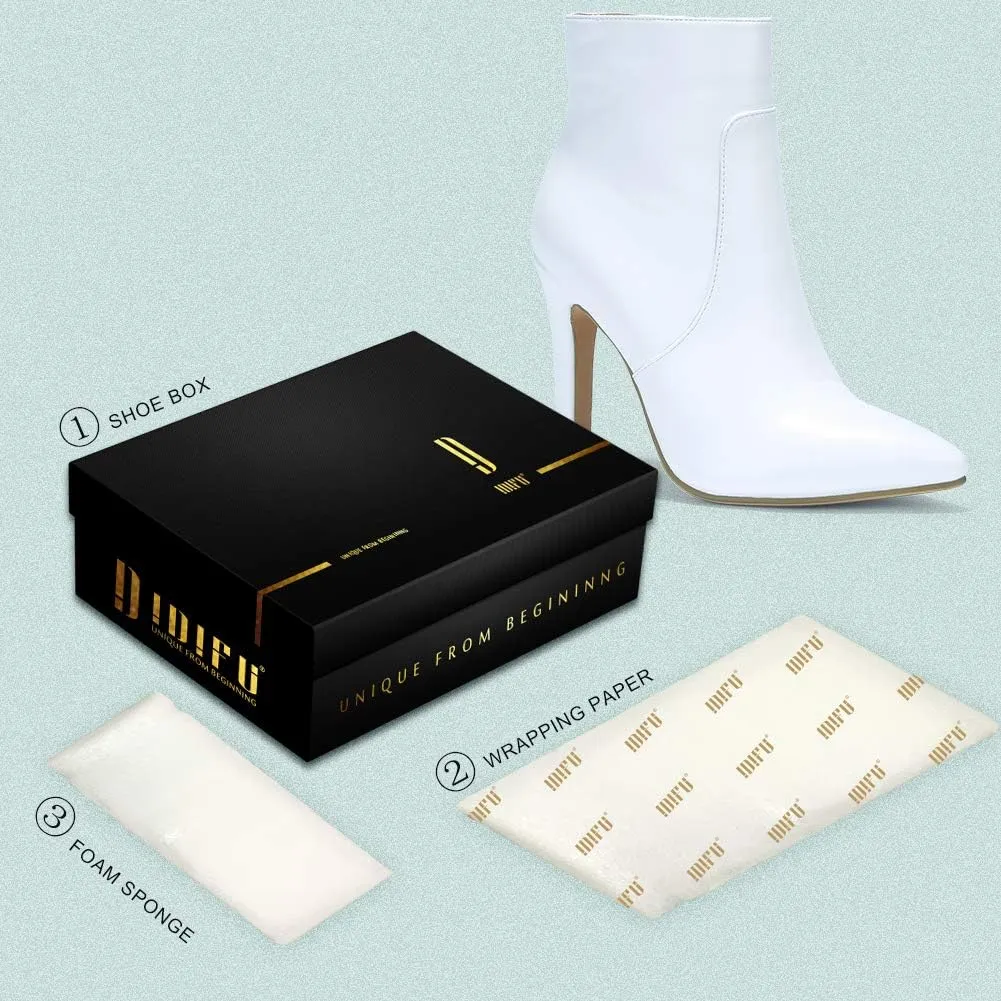 IDIFU Ankle Boots for Women High Heel Pointed Toe Boots Side Zipper Stiletto Booties