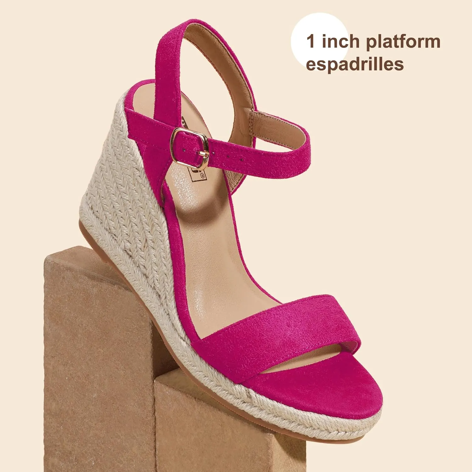 IDIFU IN4 Espadrille Wedges for Women Platform Wedge Sandals High Heels Espadrilles Wedges Heels for Women Sandals Dressy Open Toe Slingback Wedge Shoes Causal Summer Bridal Wedding Prom Wedges