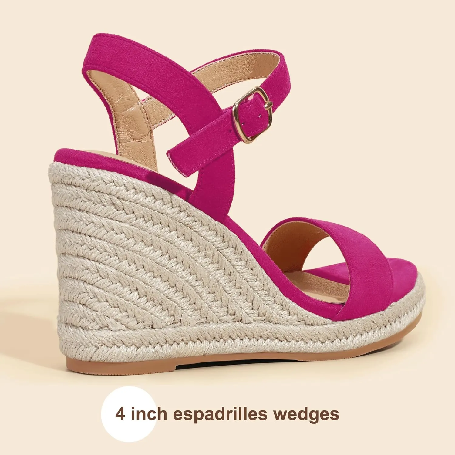 IDIFU IN4 Espadrille Wedges for Women Platform Wedge Sandals High Heels Espadrilles Wedges Heels for Women Sandals Dressy Open Toe Slingback Wedge Shoes Causal Summer Bridal Wedding Prom Wedges