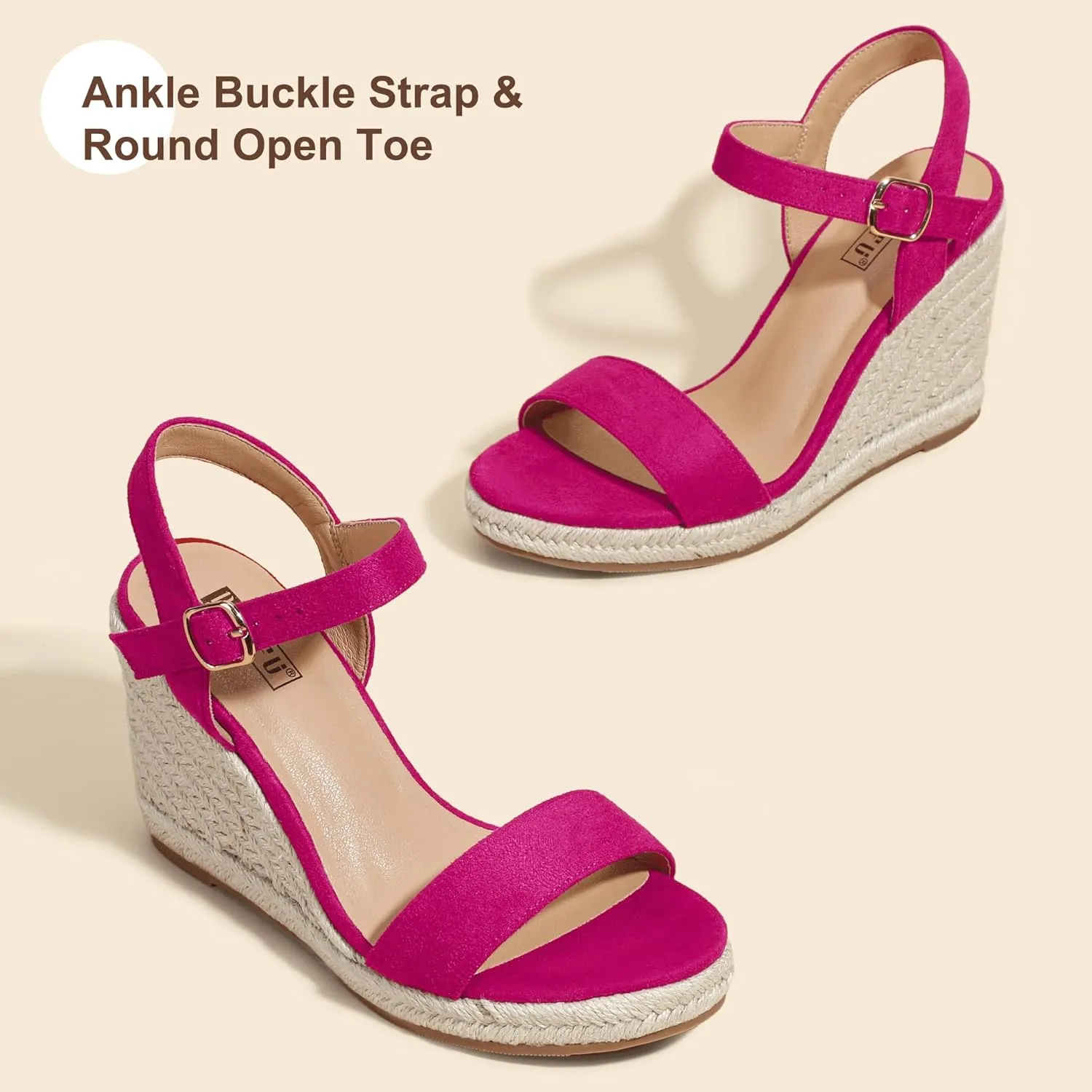 IDIFU IN4 Espadrille Wedges for Women Platform Wedge Sandals High Heels Espadrilles Wedges Heels for Women Sandals Dressy Open Toe Slingback Wedge Shoes Causal Summer Bridal Wedding Prom Wedges