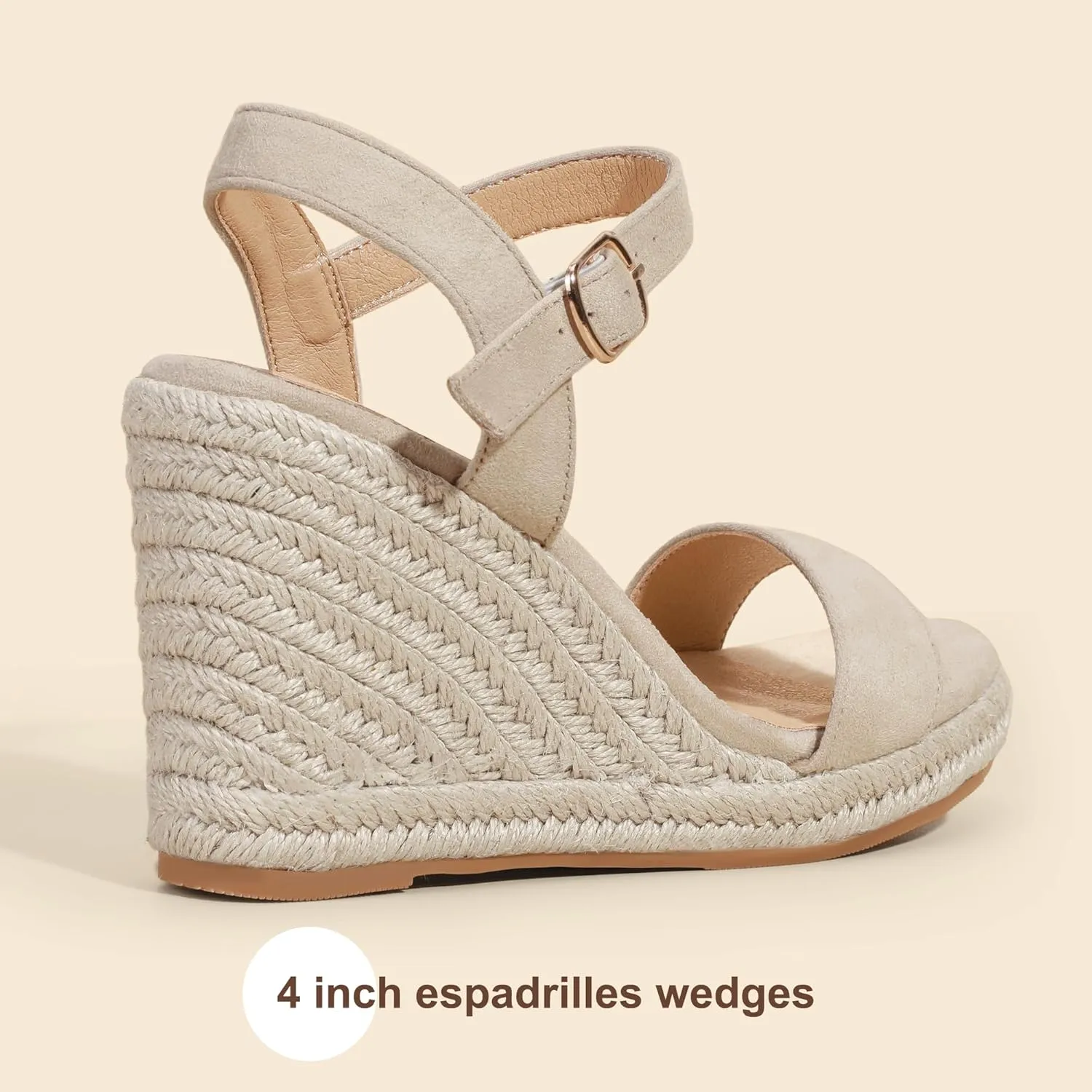 IDIFU IN4 Espadrille Wedges for Women Platform Wedge Sandals High Heels Espadrilles Wedges Heels for Women Sandals Dressy Open Toe Slingback Wedge Shoes Causal Summer Bridal Wedding Prom Wedges