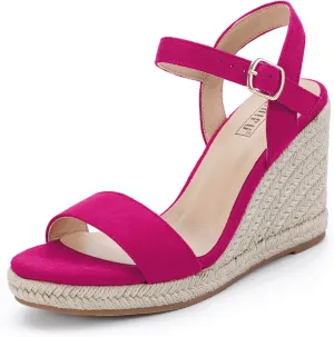 IDIFU IN4 Espadrille Wedges for Women Platform Wedge Sandals High Heels Espadrilles Wedges Heels for Women Sandals Dressy Open Toe Slingback Wedge Shoes Causal Summer Bridal Wedding Prom Wedges