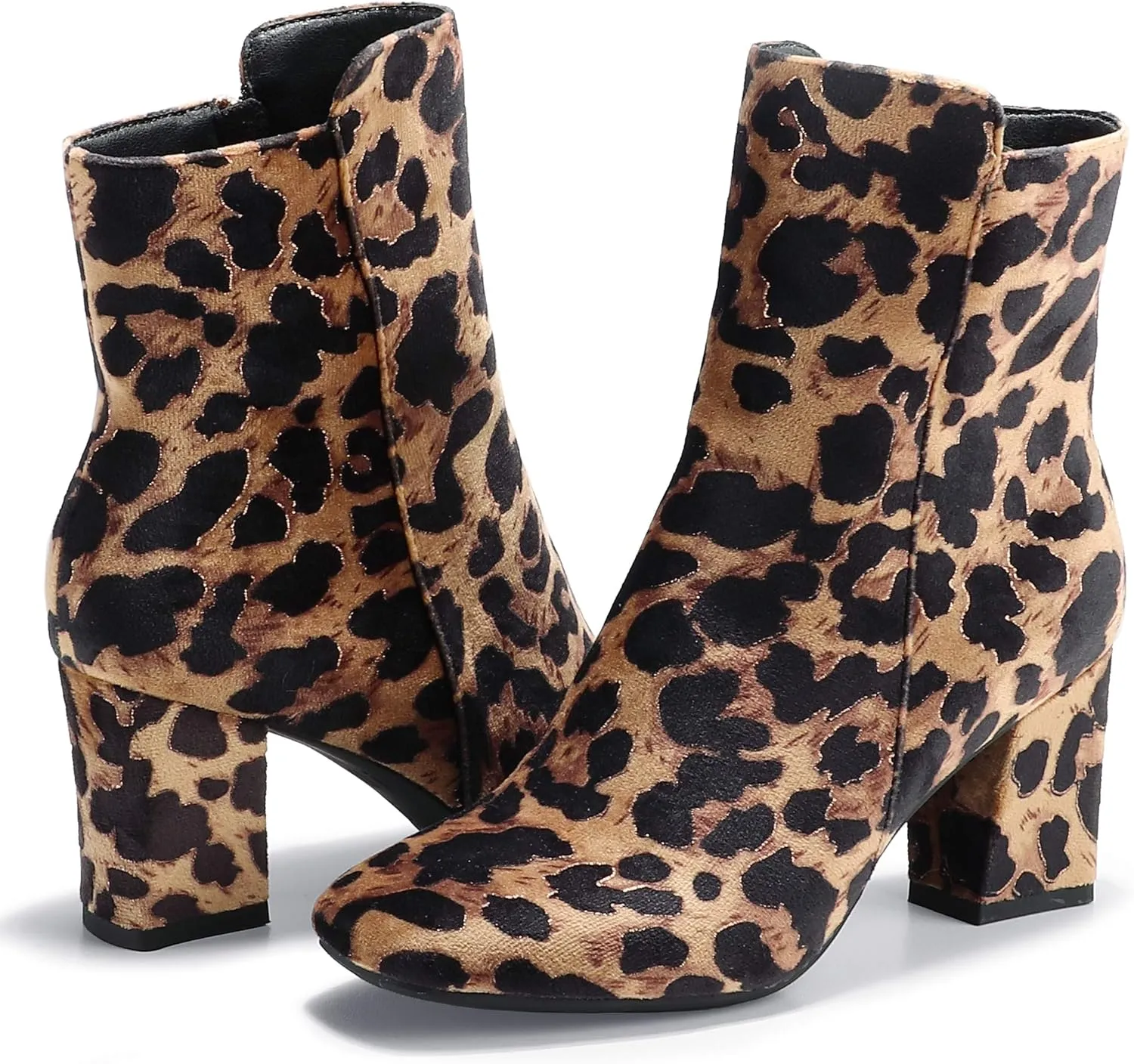 IDIFU Women's Ada Fashion Square Toe Ankle Boots Low Block Heel Short Boots Side Zipper Booties Shoes- Half Size Larger