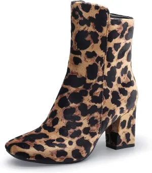 IDIFU Women's Ada Fashion Square Toe Ankle Boots Low Block Heel Short Boots Side Zipper Booties Shoes- Half Size Larger