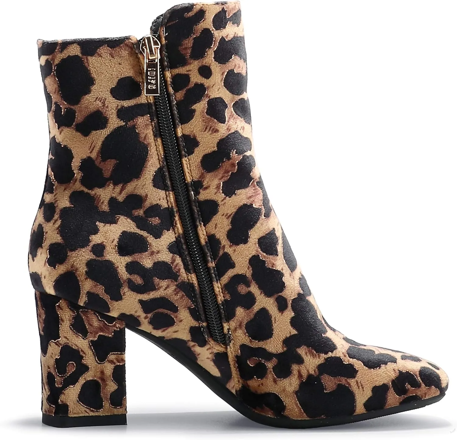 IDIFU Women's Ada Fashion Square Toe Ankle Boots Low Block Heel Short Boots Side Zipper Booties Shoes- Half Size Larger