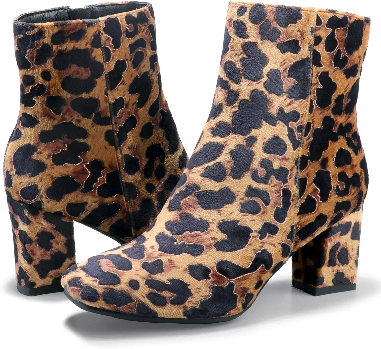 IDIFU Women's Aliza Fashion Square Toe Short Boots Side Zipper Low Block Heel Ankle Booties