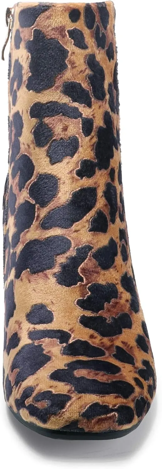 IDIFU Women's Aliza Fashion Square Toe Short Boots Side Zipper Low Block Heel Ankle Booties