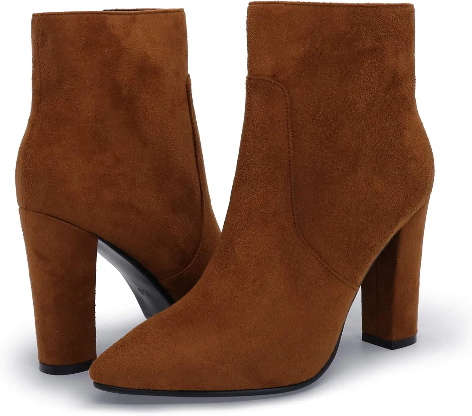 IDIFU Women's Fashion Ankle Boots Comfy Pointed Toe High Heels Side Zipper Booties