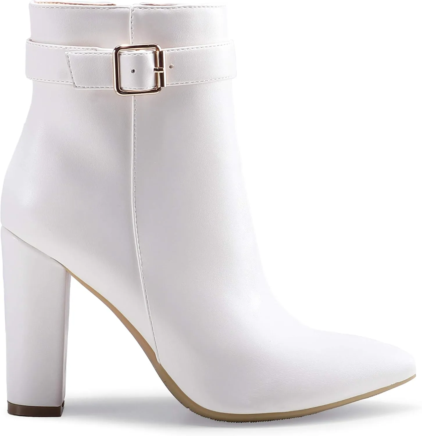 IDIFU Women's Fashion Ankle Boots Comfy Pointed Toe High Heels Side Zipper Booties