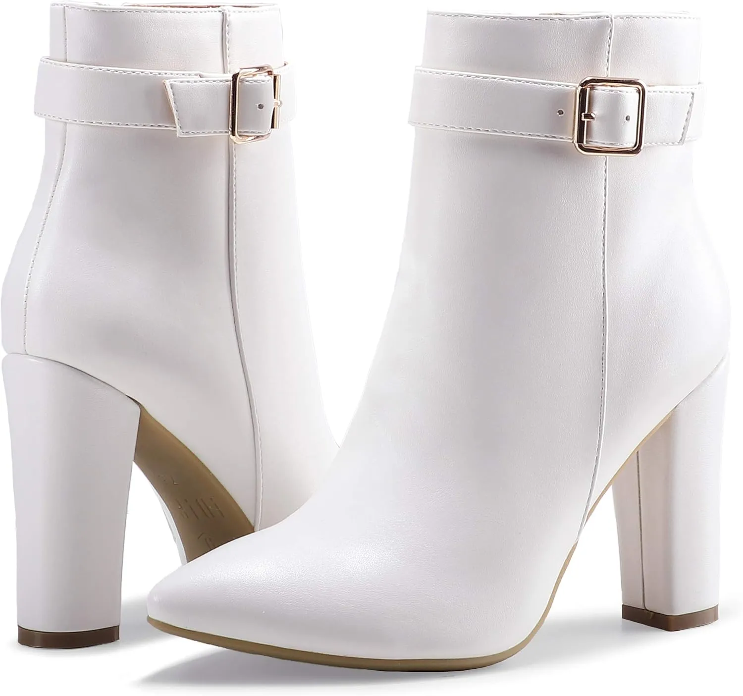 IDIFU Women's Fashion Ankle Boots Comfy Pointed Toe High Heels Side Zipper Booties