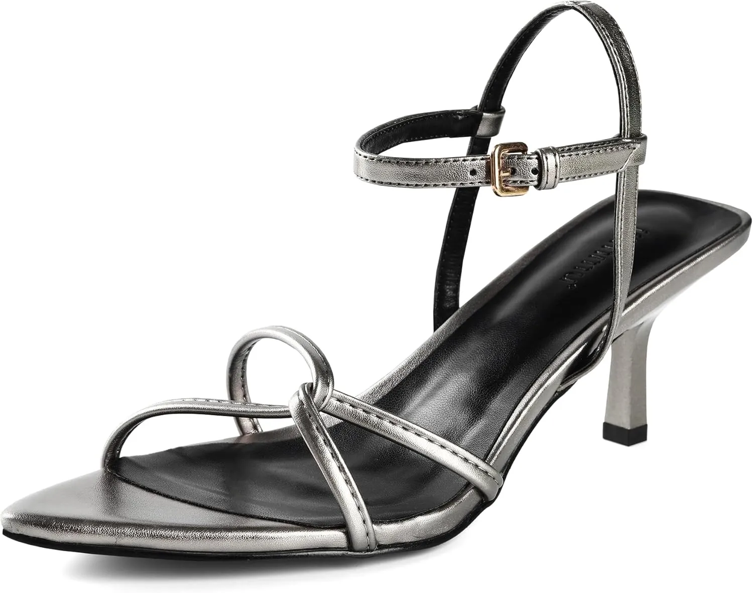 iiimmu Women's Sexy Low Heel Ankle Strappy Sandals Kitten Heels Pointed Toe Faux Leather Dress Daily Wear Parties Office
