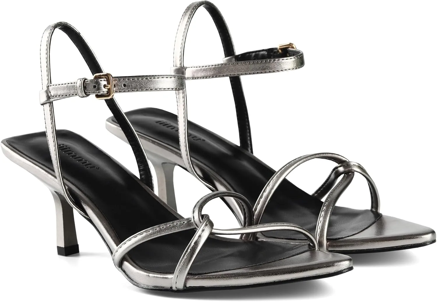 iiimmu Women's Sexy Low Heel Ankle Strappy Sandals Kitten Heels Pointed Toe Faux Leather Dress Daily Wear Parties Office
