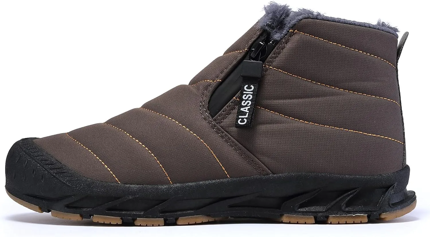 Jakcuz Men Snow Boots Water Resistant Non-slip Winter Shoes with Fuzz Lined Warm High Top Boots for Men