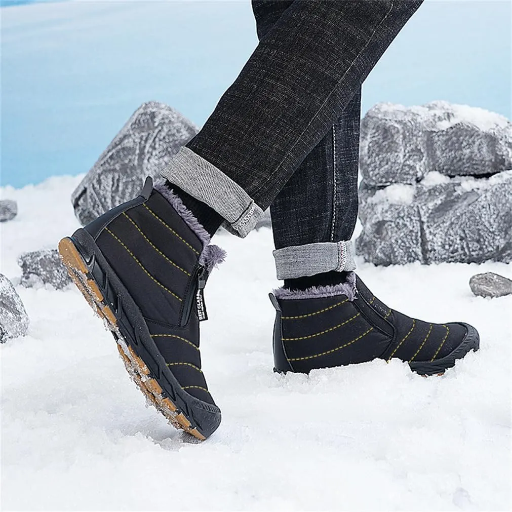 Jakcuz Men Snow Boots Water Resistant Non-slip Winter Shoes with Fuzz Lined Warm High Top Boots for Men