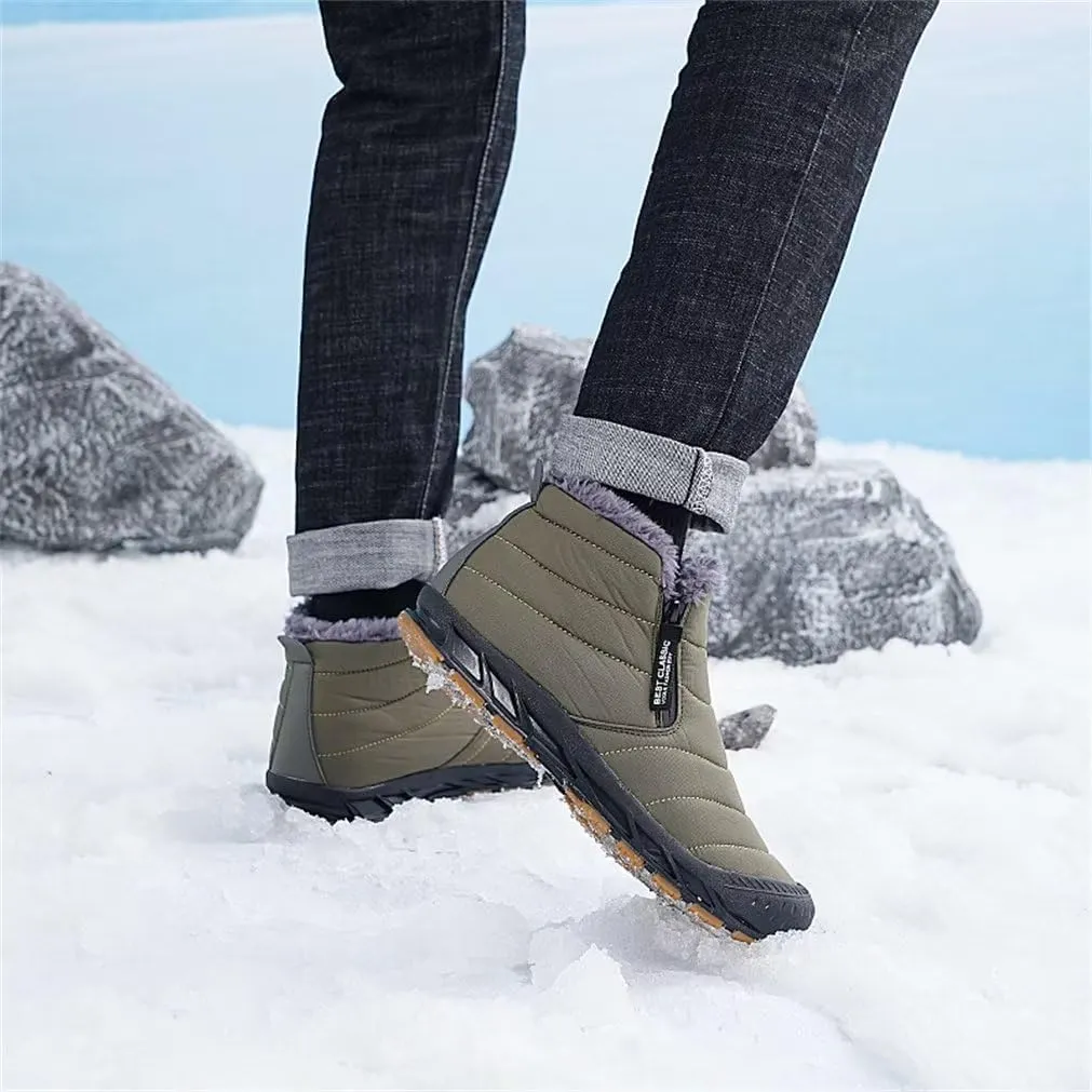 Jakcuz Men Snow Boots Water Resistant Non-slip Winter Shoes with Fuzz Lined Warm High Top Boots for Men