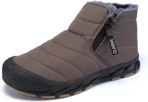 Jakcuz Men Snow Boots Water Resistant Non-slip Winter Shoes with Fuzz Lined Warm High Top Boots for Men