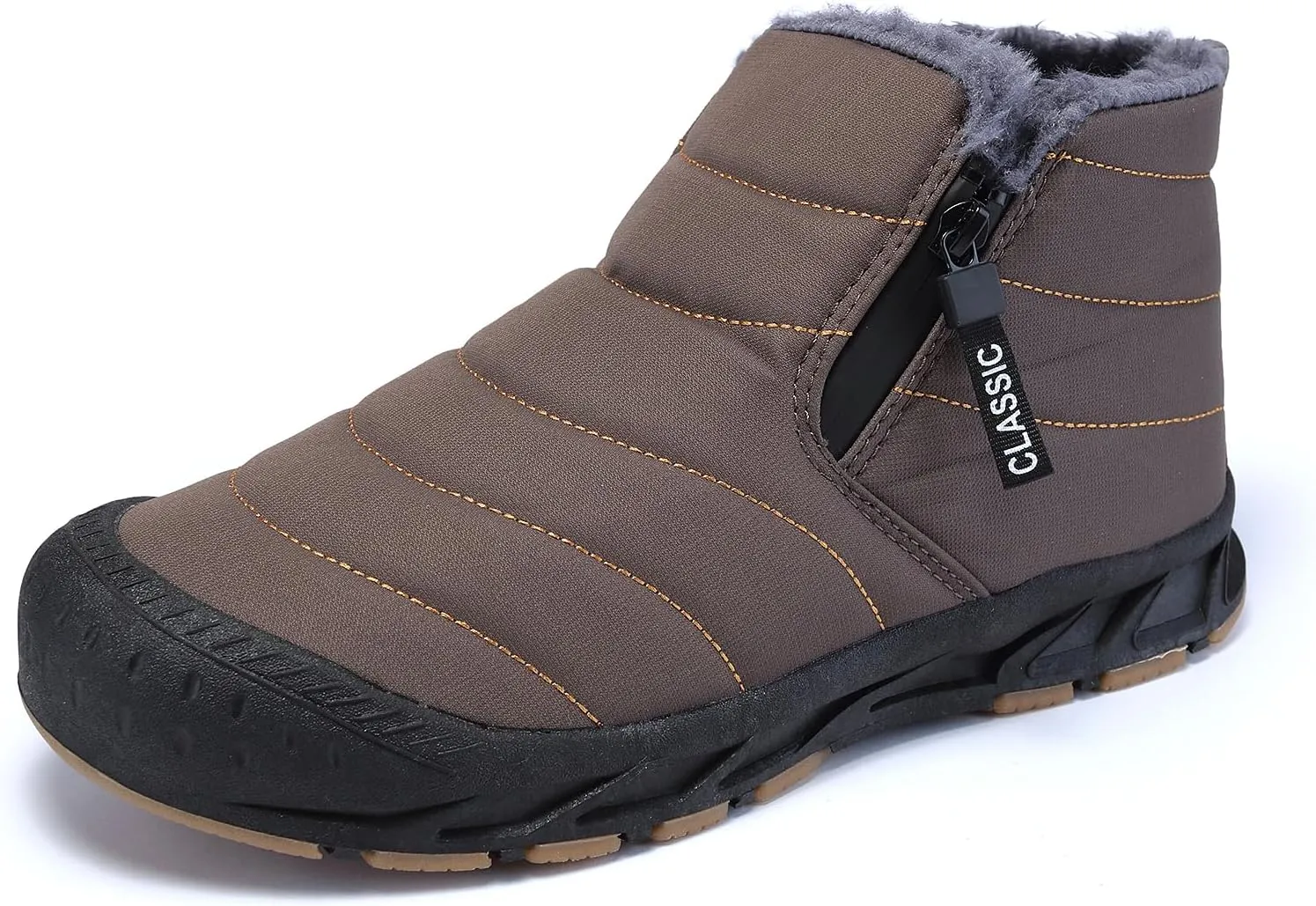Jakcuz Men Snow Boots Water Resistant Non-slip Winter Shoes with Fuzz Lined Warm High Top Boots for Men