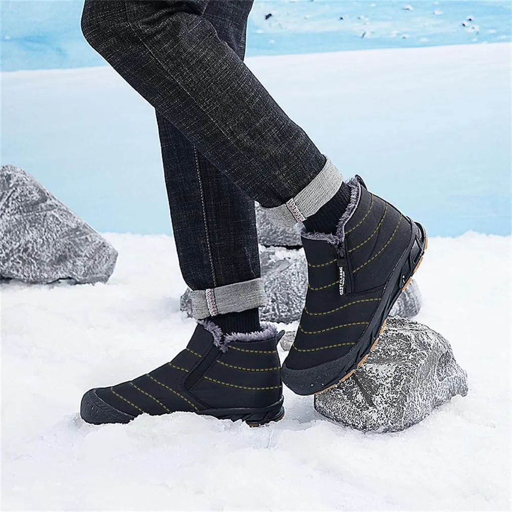 Jakcuz Men Snow Boots Water Resistant Non-slip Winter Shoes with Fuzz Lined Warm High Top Boots for Men