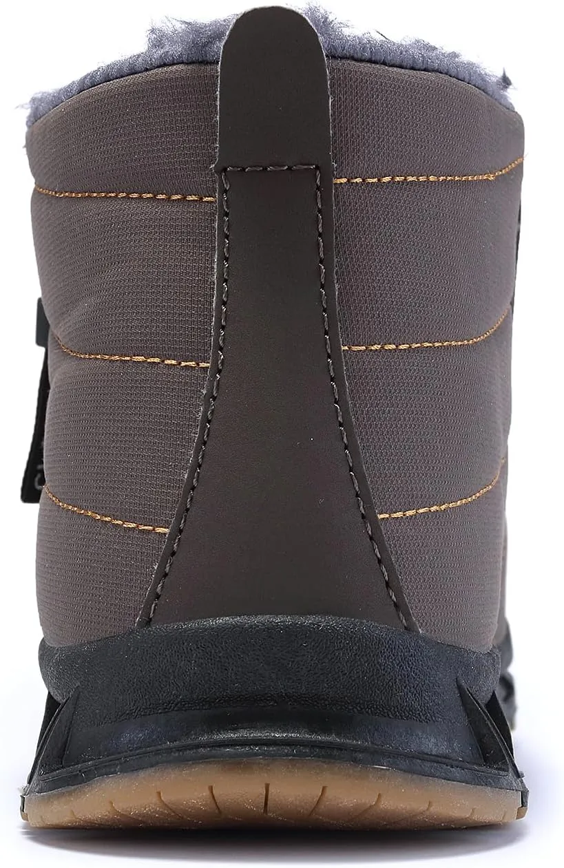 Jakcuz Men Snow Boots Water Resistant Non-slip Winter Shoes with Fuzz Lined Warm High Top Boots for Men