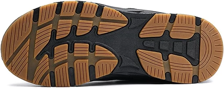 Jakcuz Men Snow Boots Water Resistant Non-slip Winter Shoes with Fuzz Lined Warm High Top Boots for Men