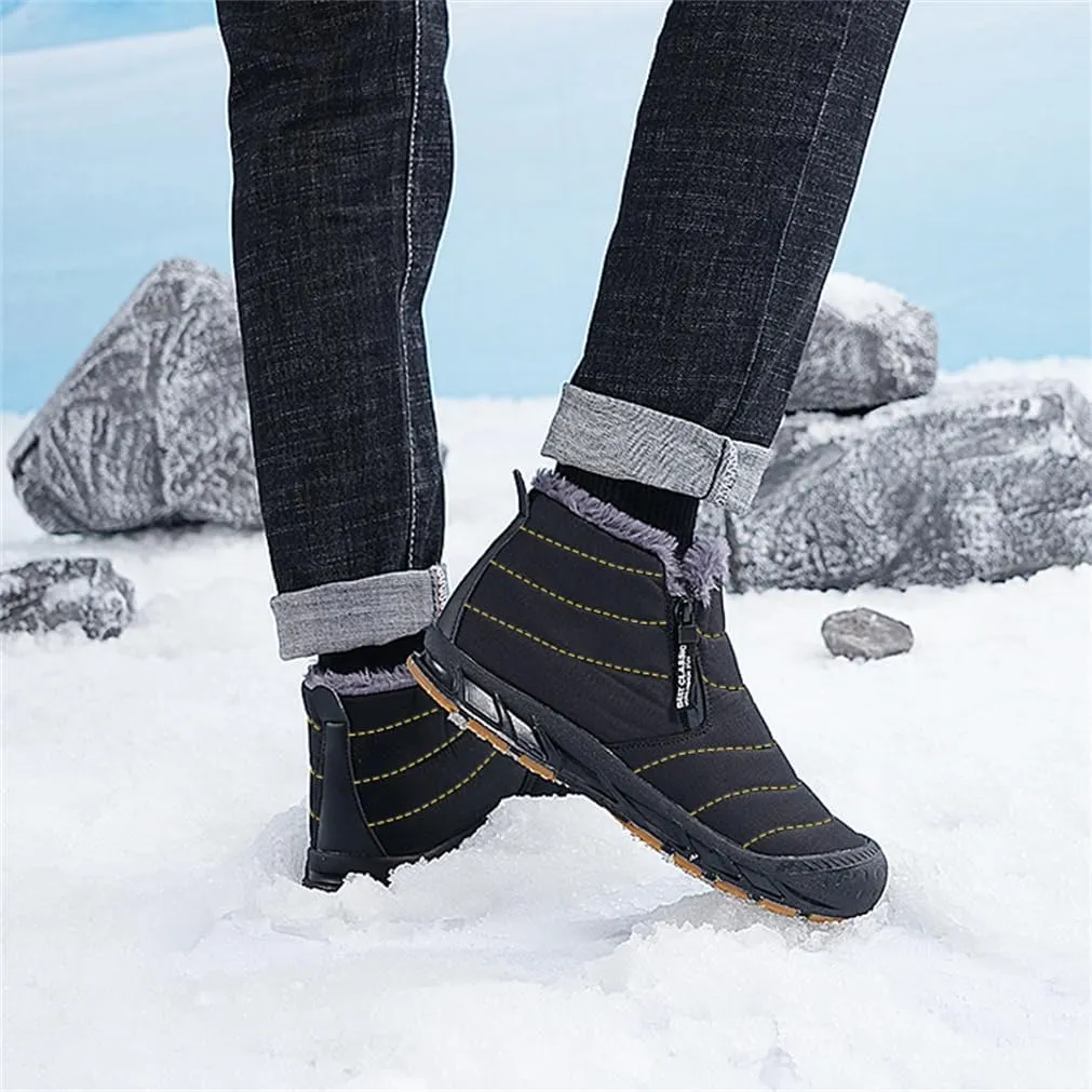 Jakcuz Men Snow Boots Water Resistant Non-slip Winter Shoes with Fuzz Lined Warm High Top Boots for Men