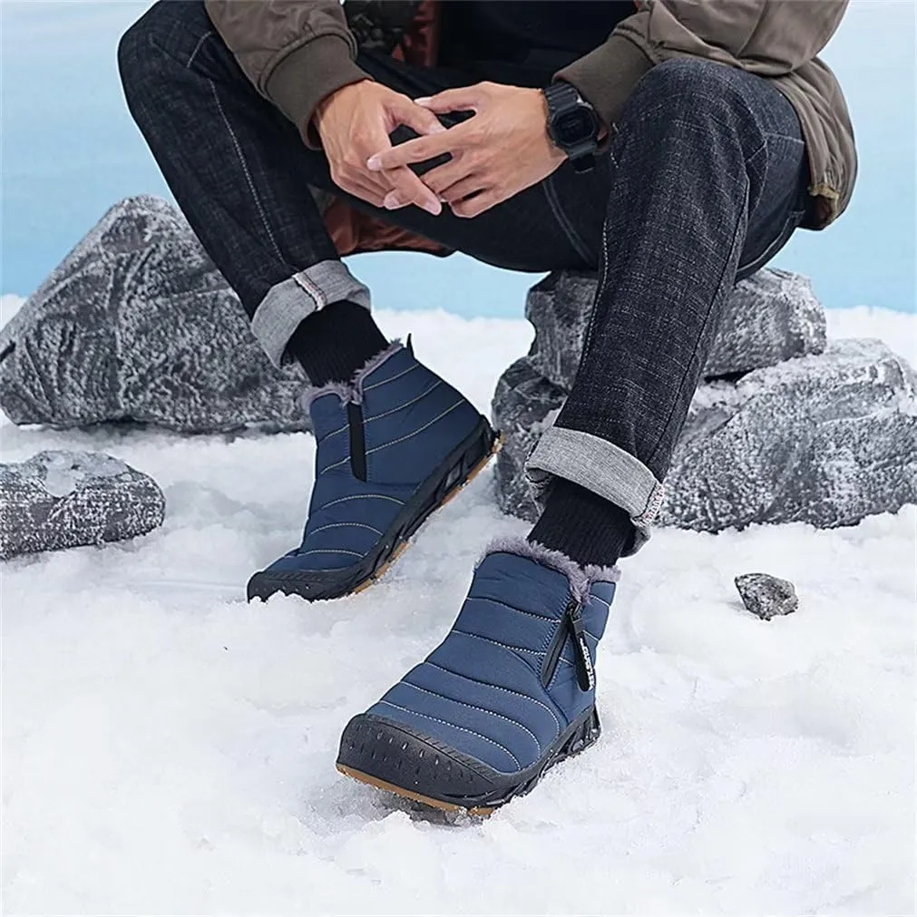 Jakcuz Men Snow Boots Water Resistant Non-slip Winter Shoes with Fuzz Lined Warm High Top Boots for Men