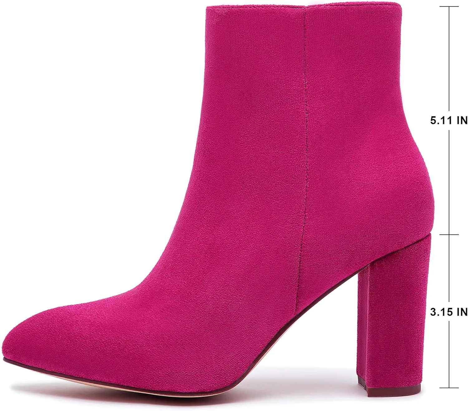 Jiu du Ankle Boots for Women Chunky Heel GoGo Boots Pointed Toe Side Zipper Dressy Go Go Short Booties