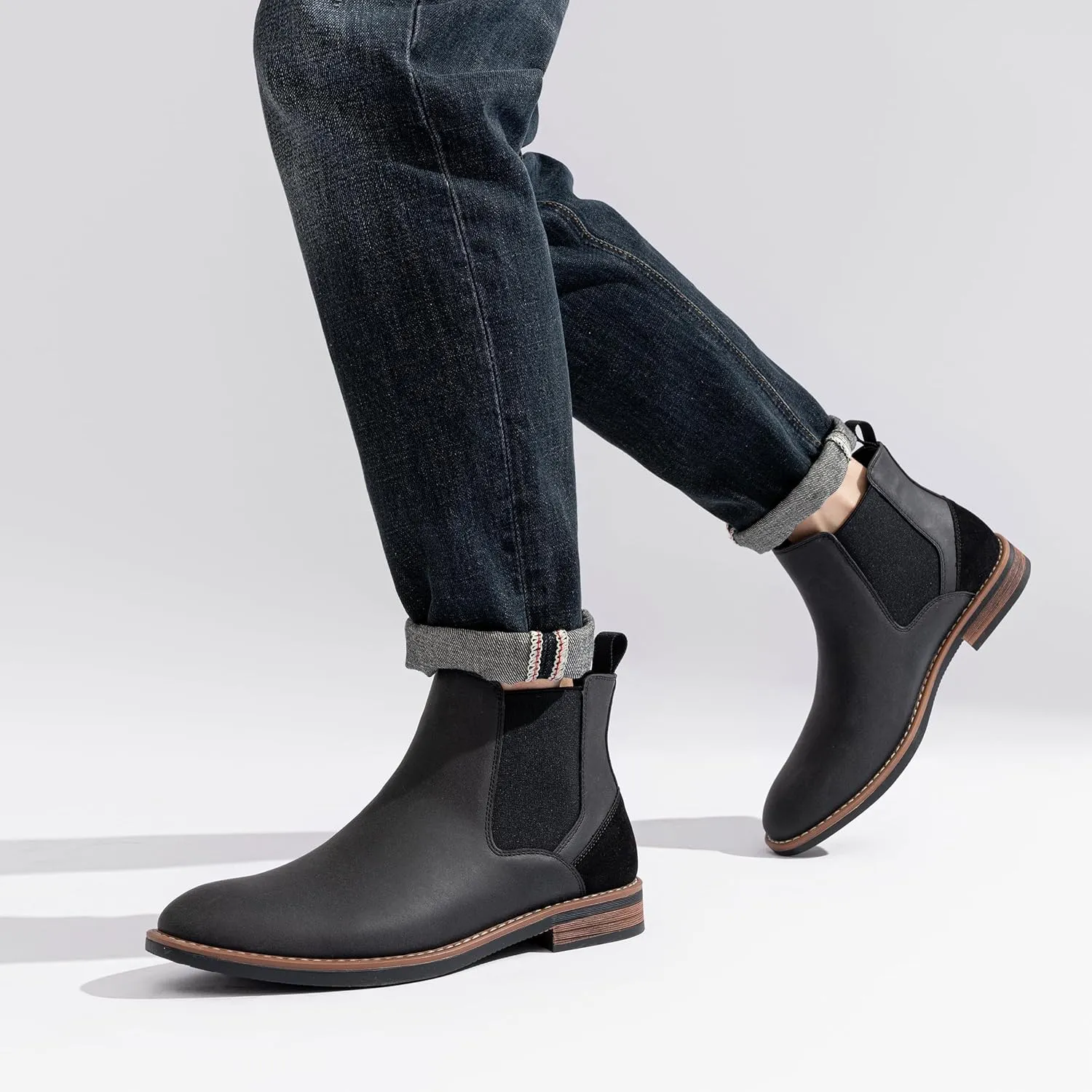 Jousen Men's Chelsea Boots Casual Nubuck for Men Dress Pull on Retro Boot