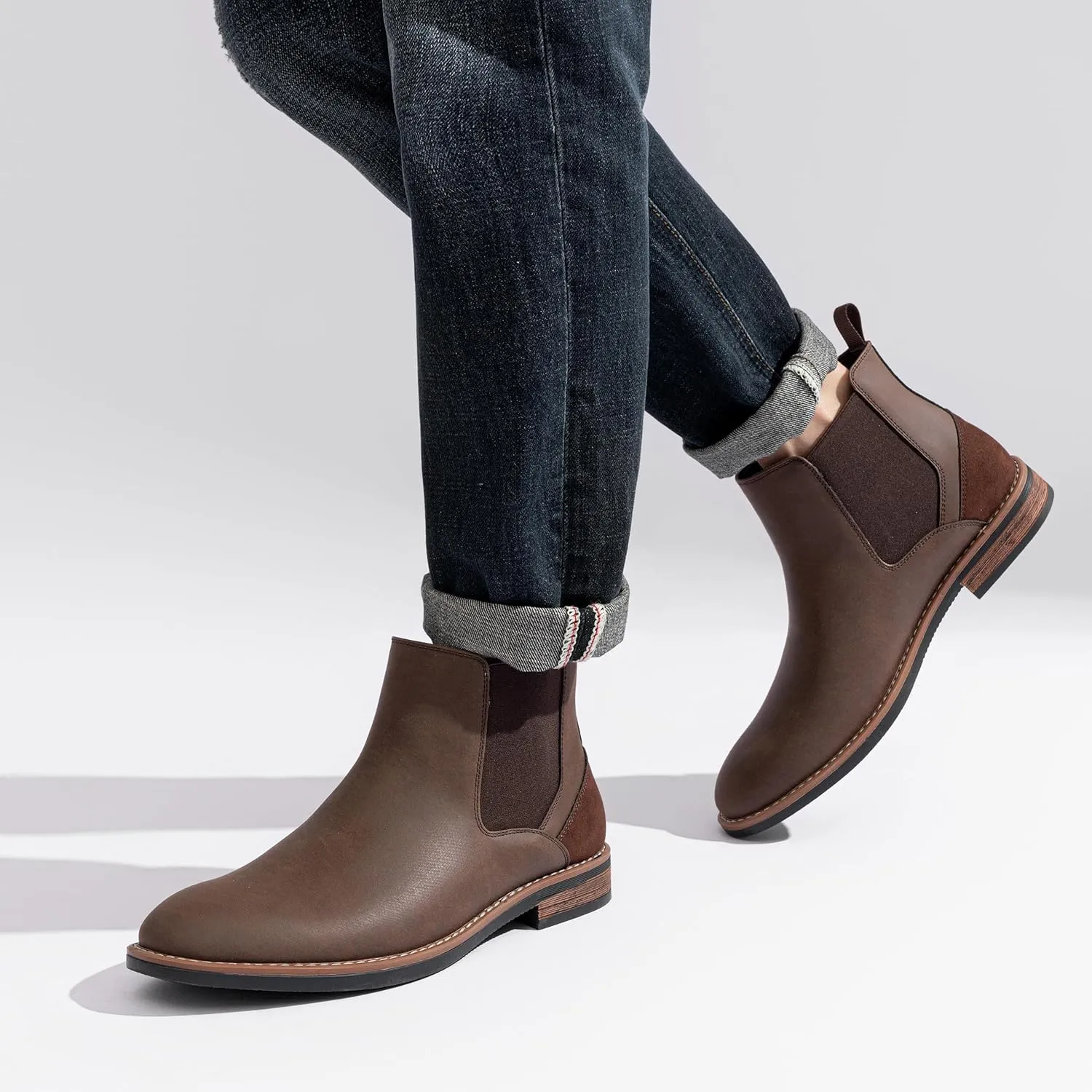 Jousen Men's Chelsea Boots Casual Nubuck for Men Dress Pull on Retro Boot