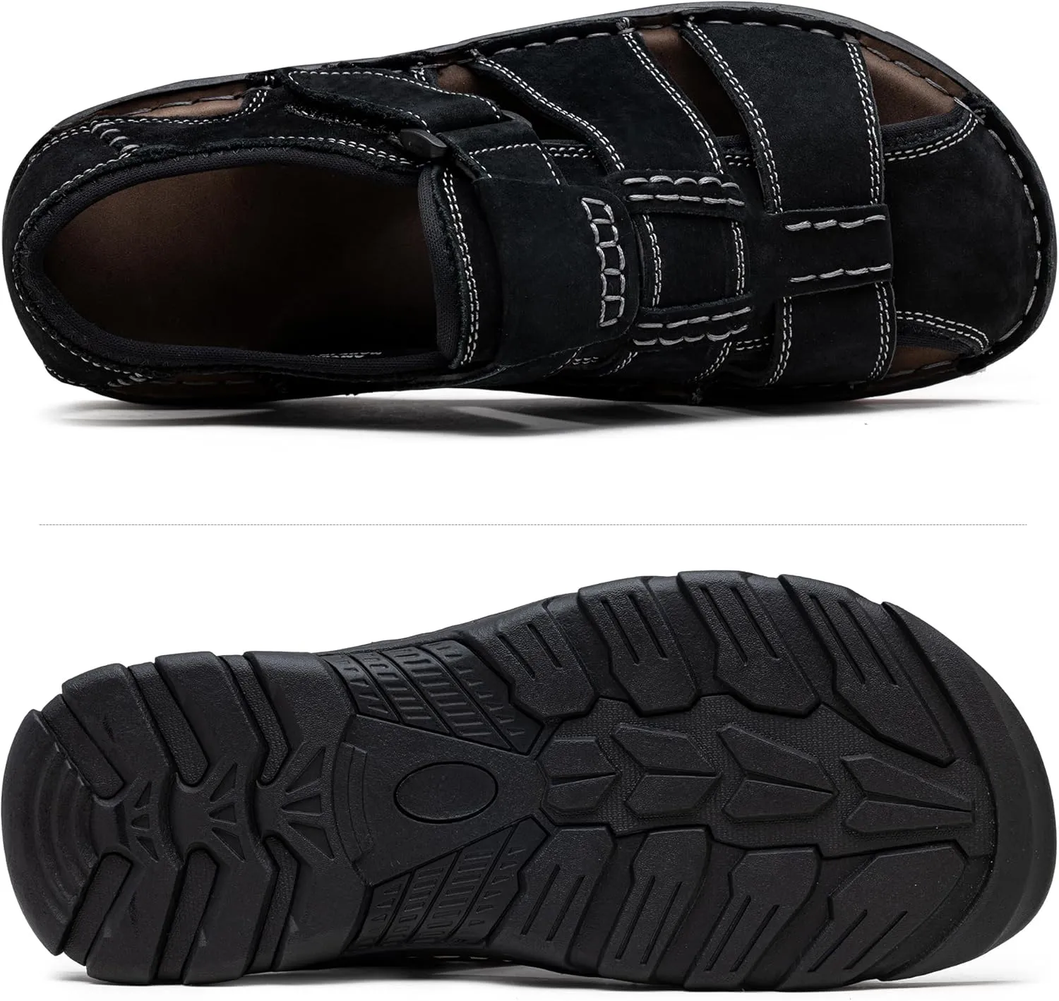 Jousen Men's Sandals Leather Open Toe Beach Sandal Outdoor Summer Sport Hiking Sandals