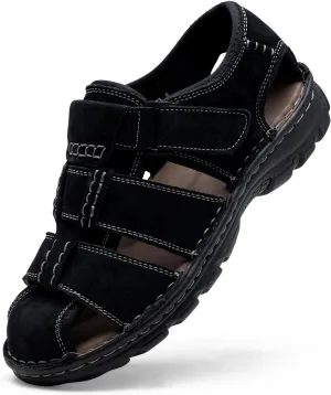 Jousen Men's Sandals Leather Open Toe Beach Sandal Outdoor Summer Sport Hiking Sandals