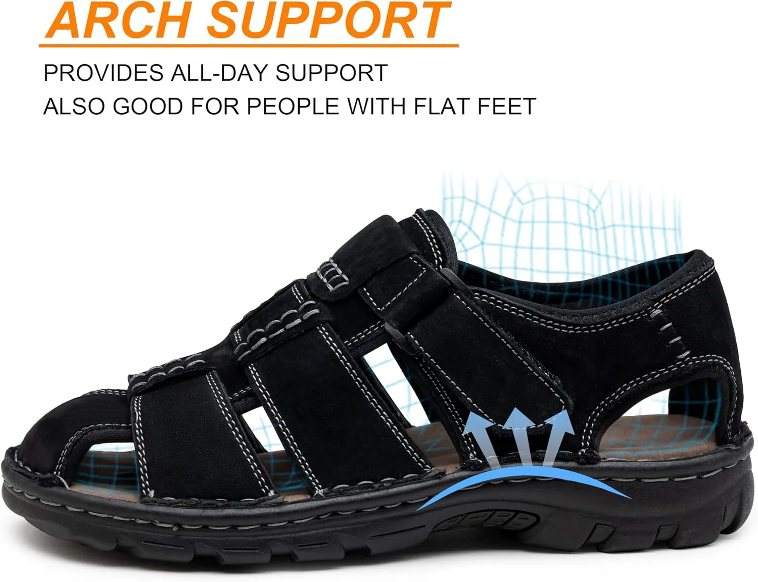 Jousen Men's Sandals Leather Open Toe Beach Sandal Outdoor Summer Sport Hiking Sandals