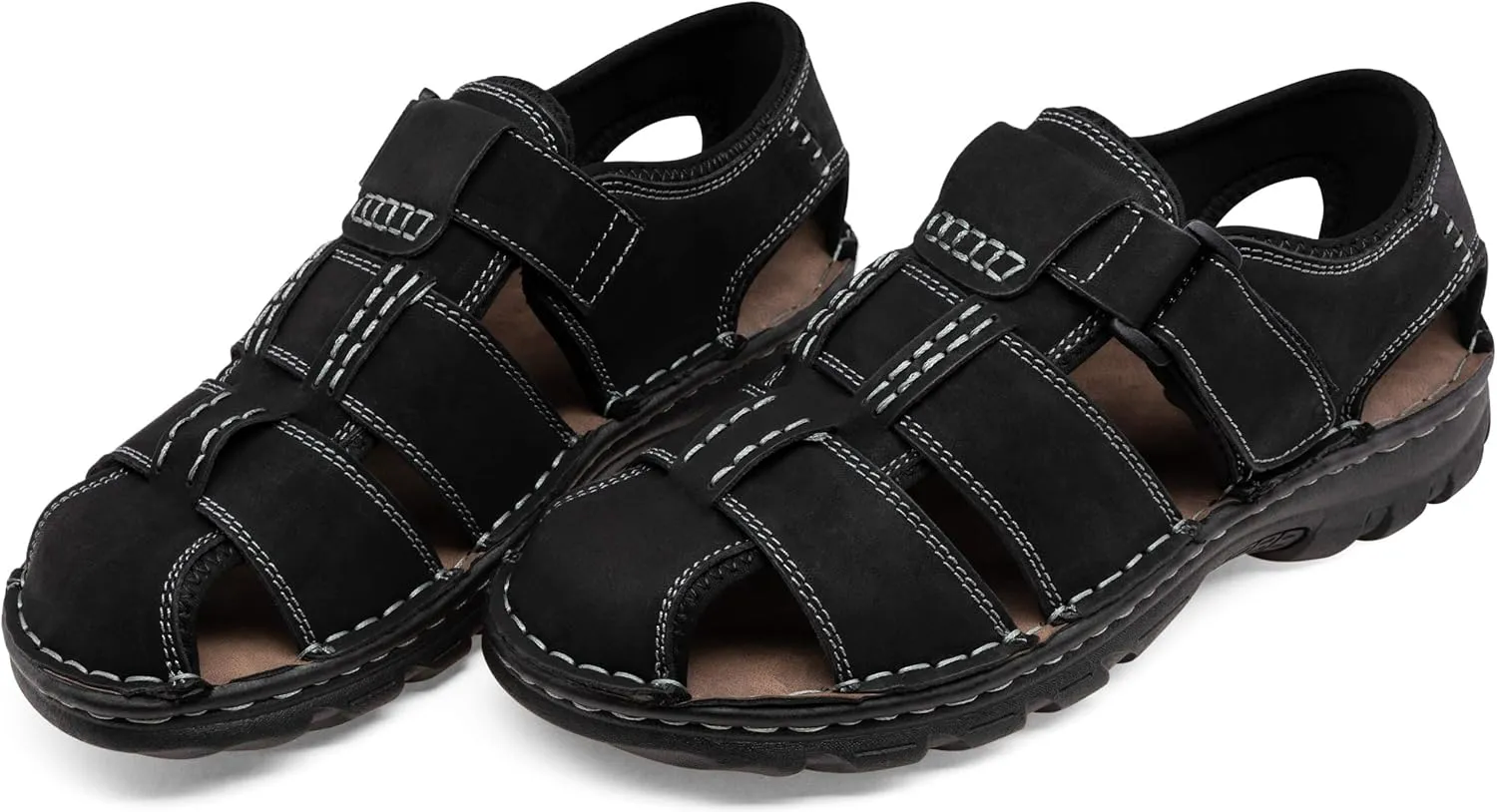 Jousen Men's Sandals Leather Open Toe Beach Sandal Outdoor Summer Sport Hiking Sandals