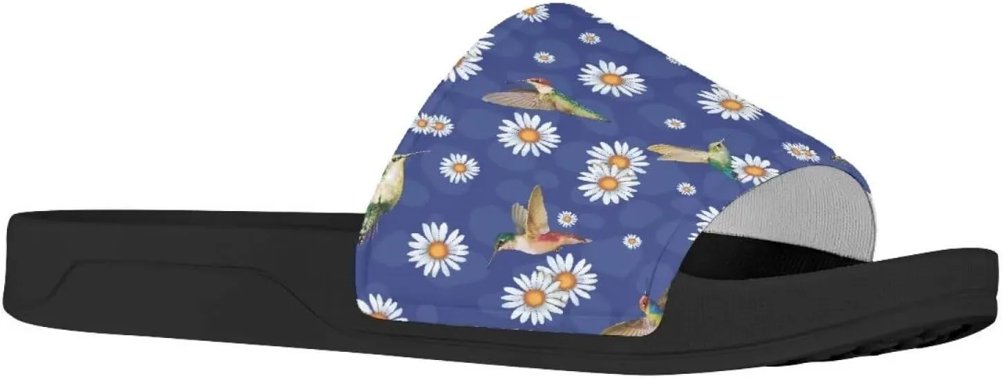 JoyLamoria Unisex Fashion Printed Slide Sandals, Home Bathroom Slip-on Flat Slippers Daily Shoes for Men Women