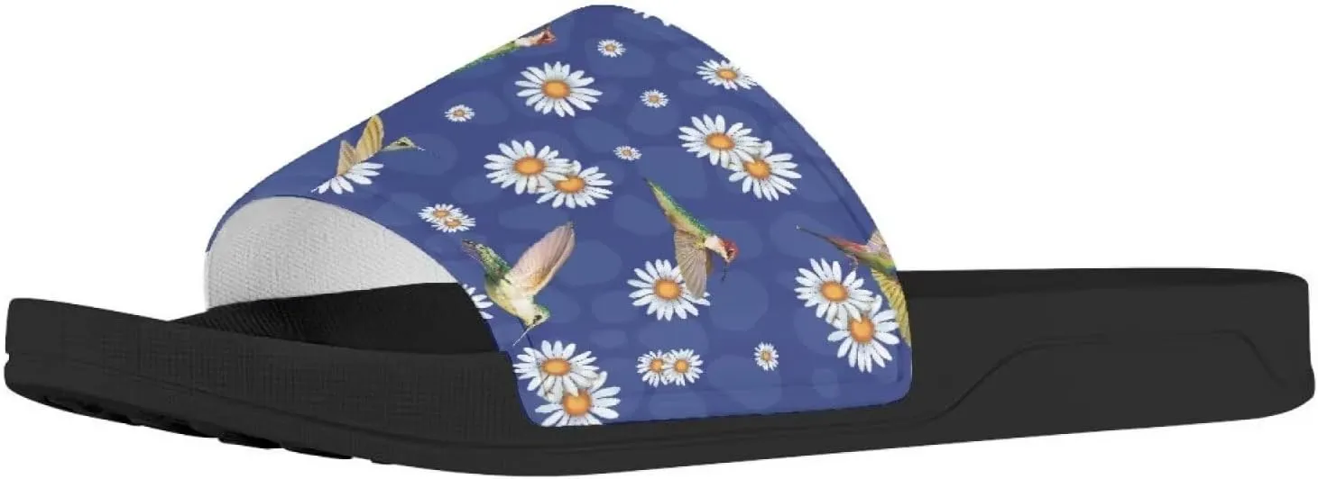 JoyLamoria Unisex Fashion Printed Slide Sandals, Home Bathroom Slip-on Flat Slippers Daily Shoes for Men Women