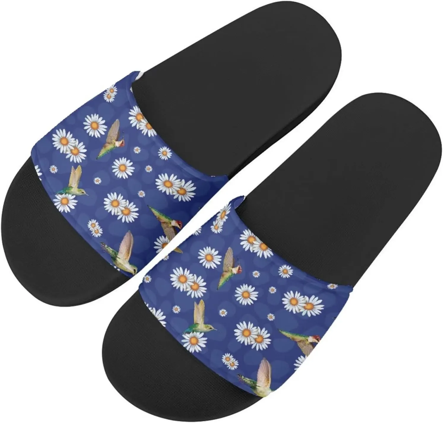 JoyLamoria Unisex Fashion Printed Slide Sandals, Home Bathroom Slip-on Flat Slippers Daily Shoes for Men Women