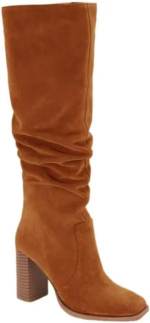 Juliet Holy Womens Knee High Boots Chunky High Heel Square Toe Side Zipper Wide Calf Boot
