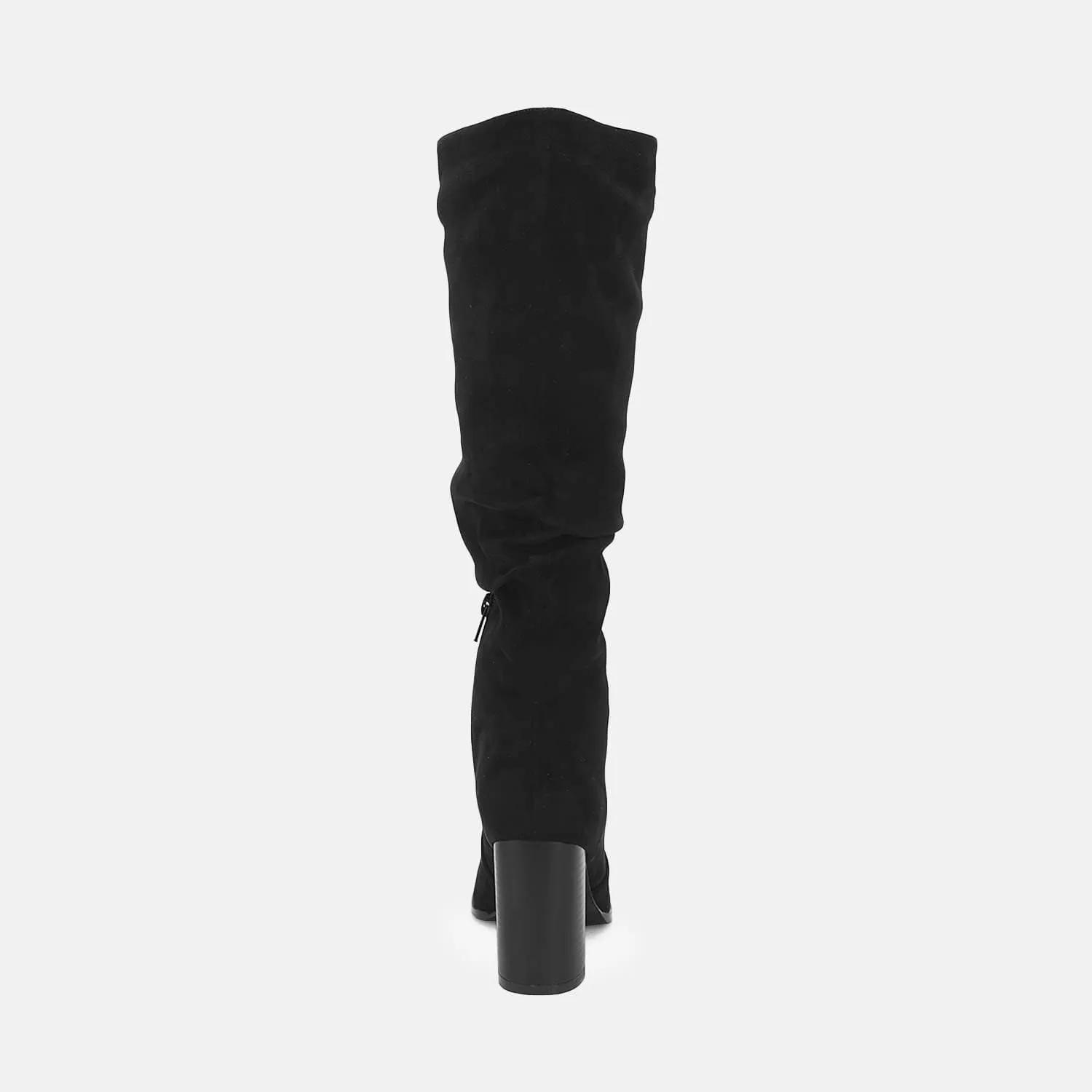 Juliet Holy Womens Knee High Boots Chunky High Heel Square Toe Side Zipper Wide Calf Boot