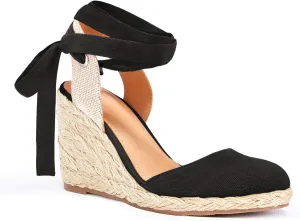 Juliet Holy Womens Lace up Espadrilles Closed Toe Wedges Sandals Strappy Slingback Platform Heels