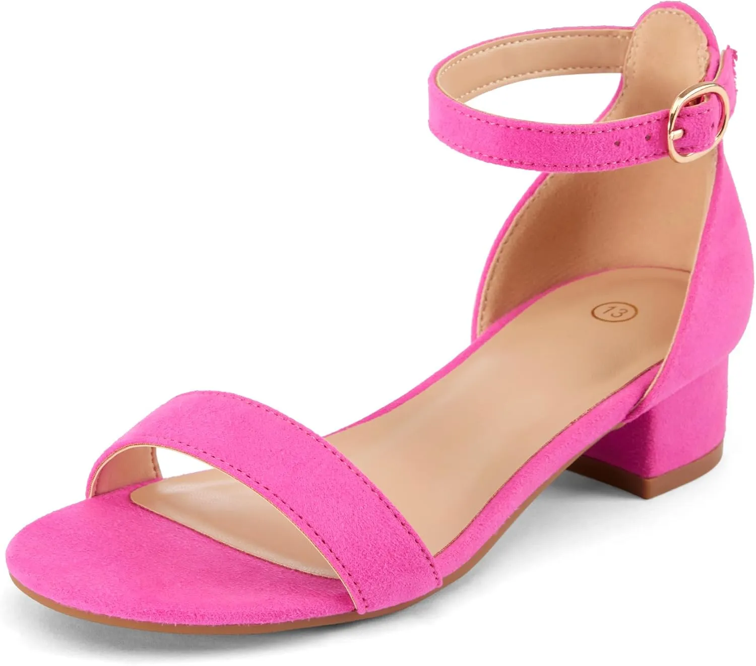 K KomForme Girls Sandals Low Heels Dress Pump Ankle Strap Open Toe Wedding Party Shoes(Toddler/Little Kids/Big Kids)