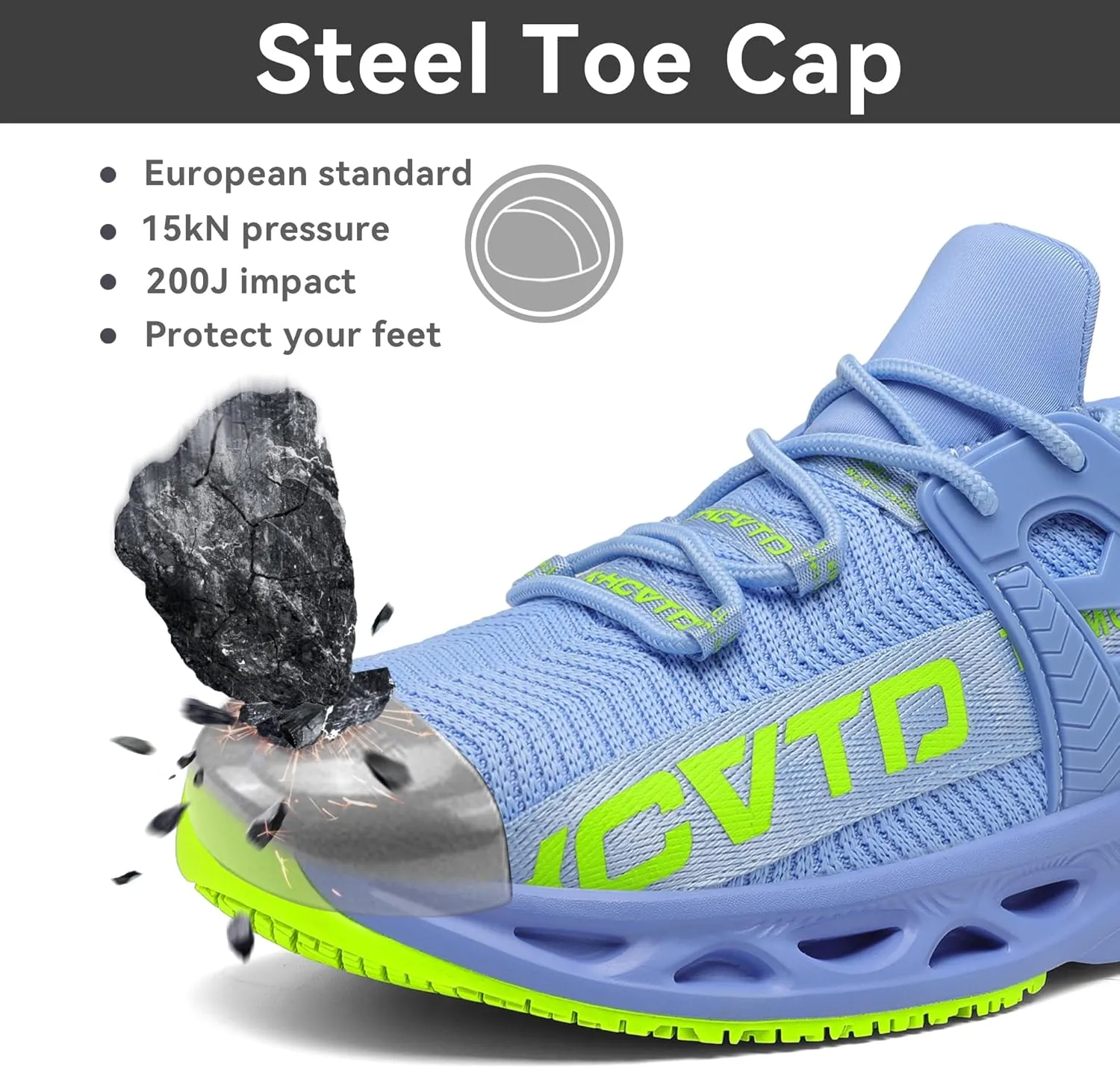 KCVTD Steel Toe Shoes for Men Safety Work Shoes Women Indestructible Steel Toe Sneakers Puncture Proof Slip Resistant Construction Shoe