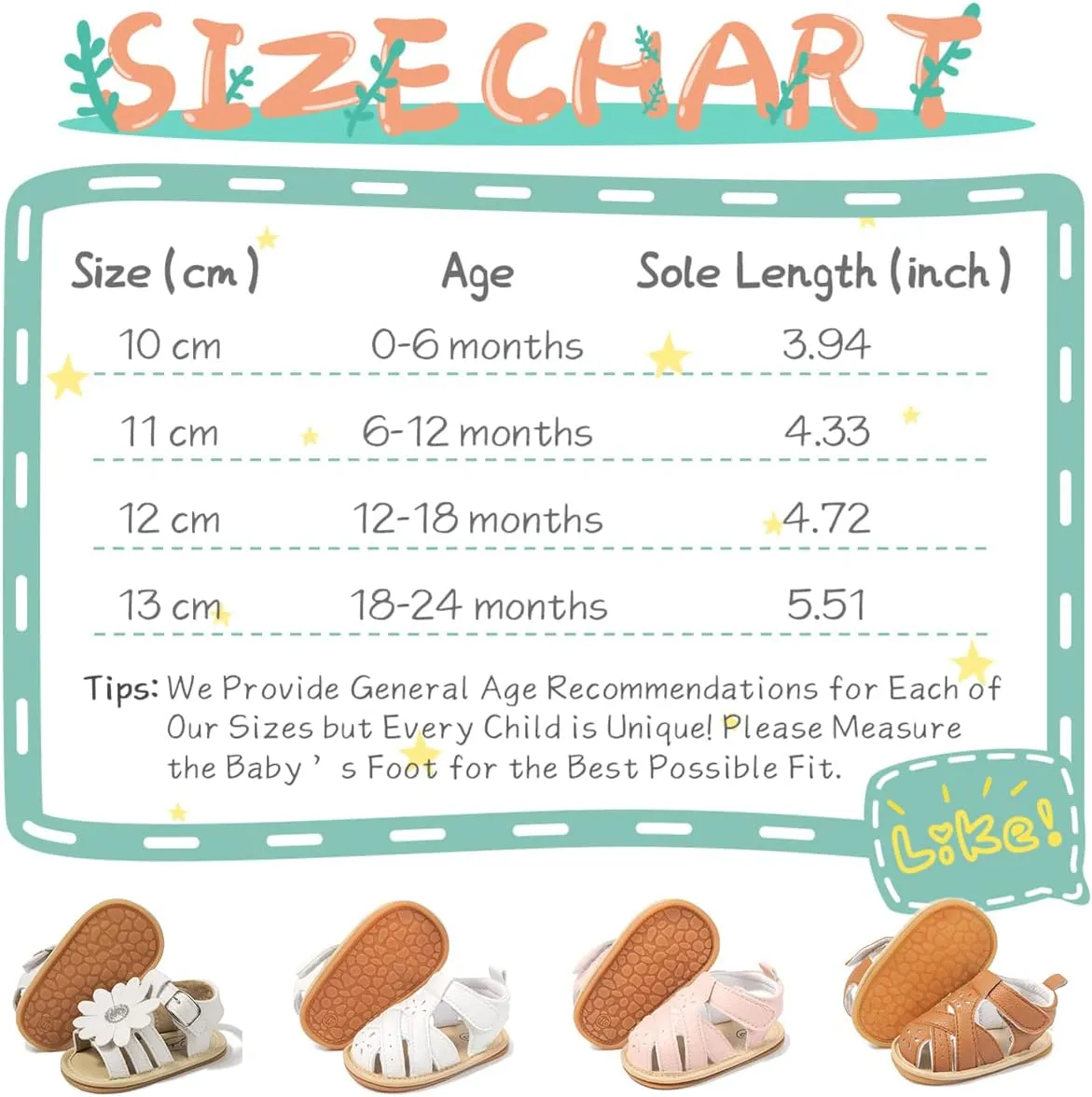 KIDSUN Baby Infant Girls Boys Sandals Non Slip Rubber Sole Summer Beach Outdoor First Walker Crib Shoes