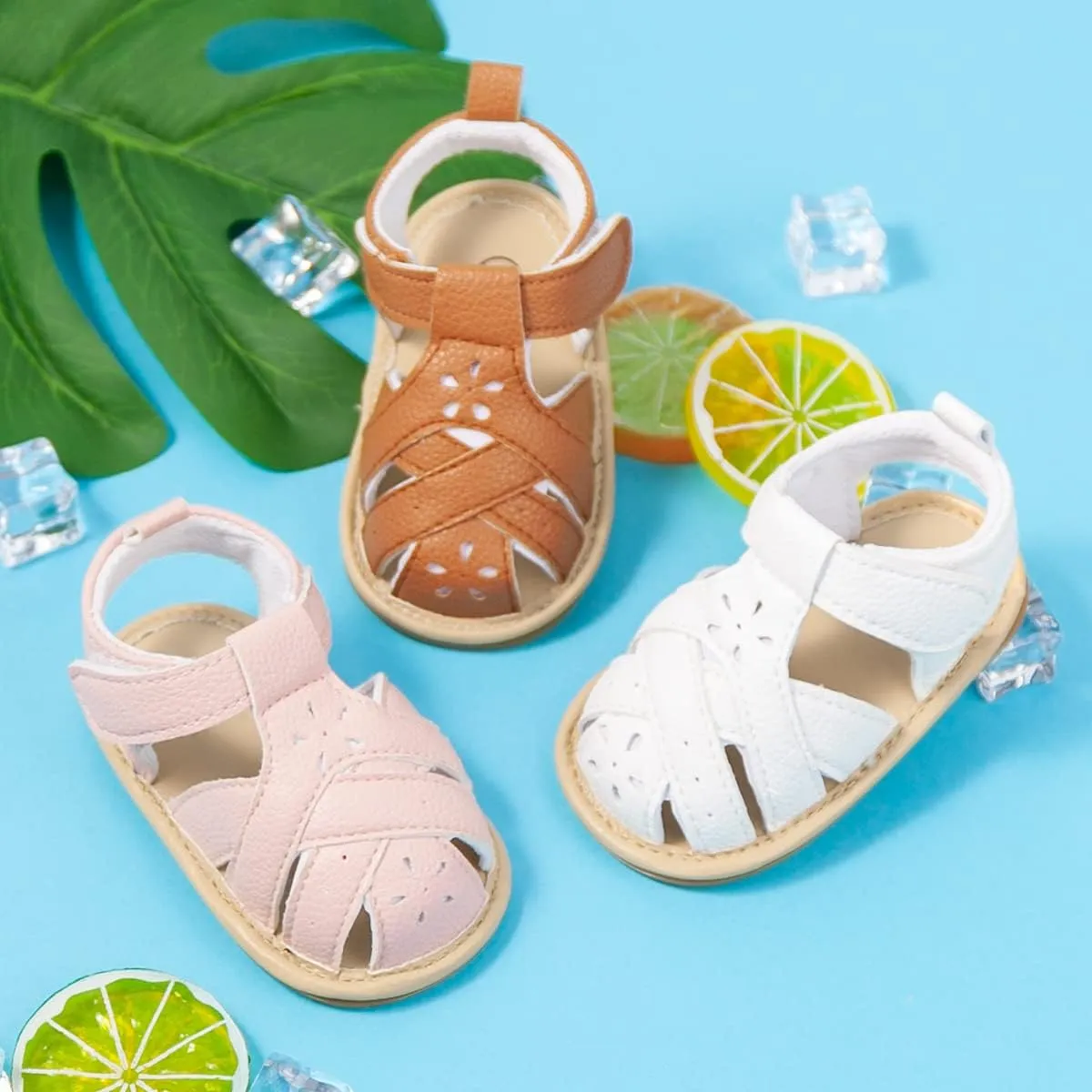 KIDSUN Baby Infant Girls Boys Sandals Non Slip Rubber Sole Summer Beach Outdoor First Walker Crib Shoes