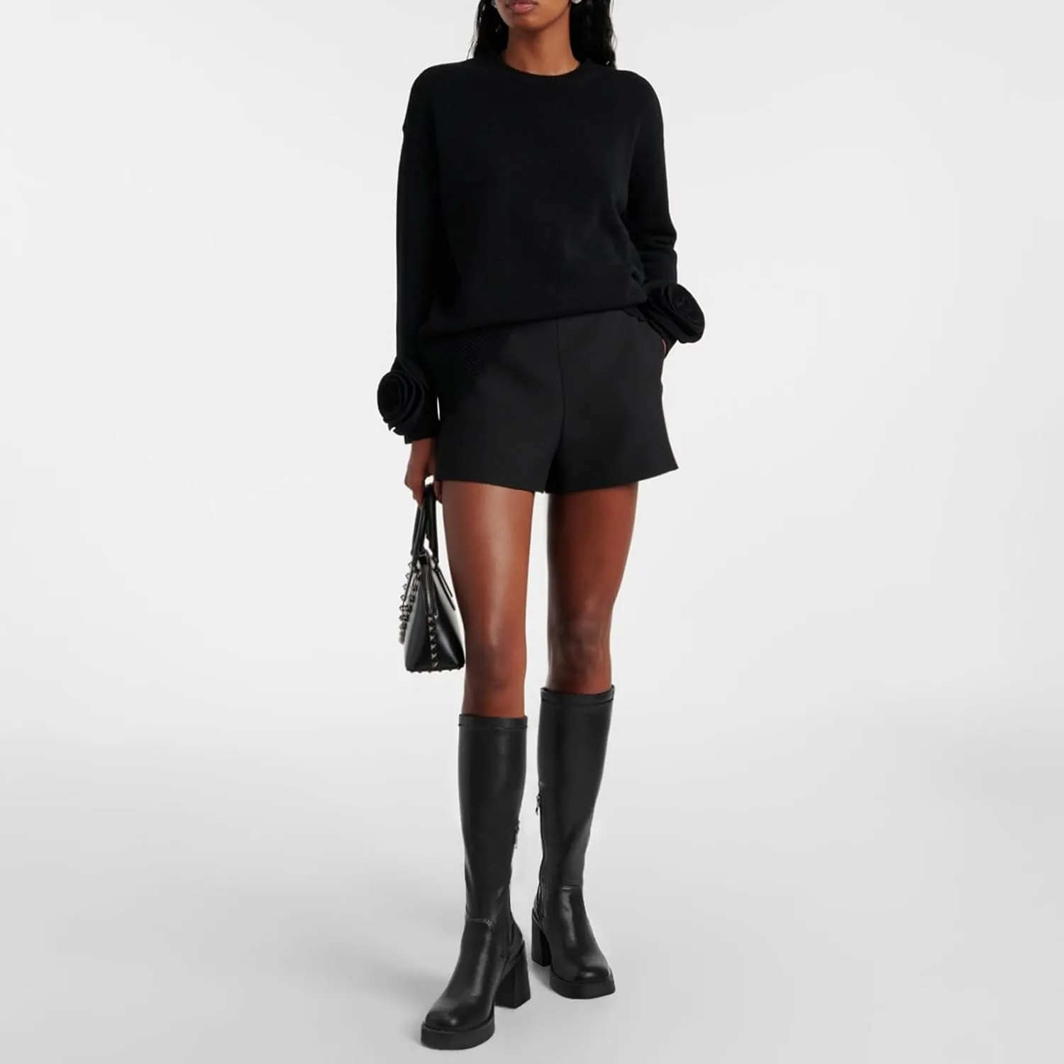 Knee High Boots for Women - Square Toe Platform Chunky Heel Tall Boots with Side Zipper, Stretchy Leather Fashion Gogo Boots for Fall Spring