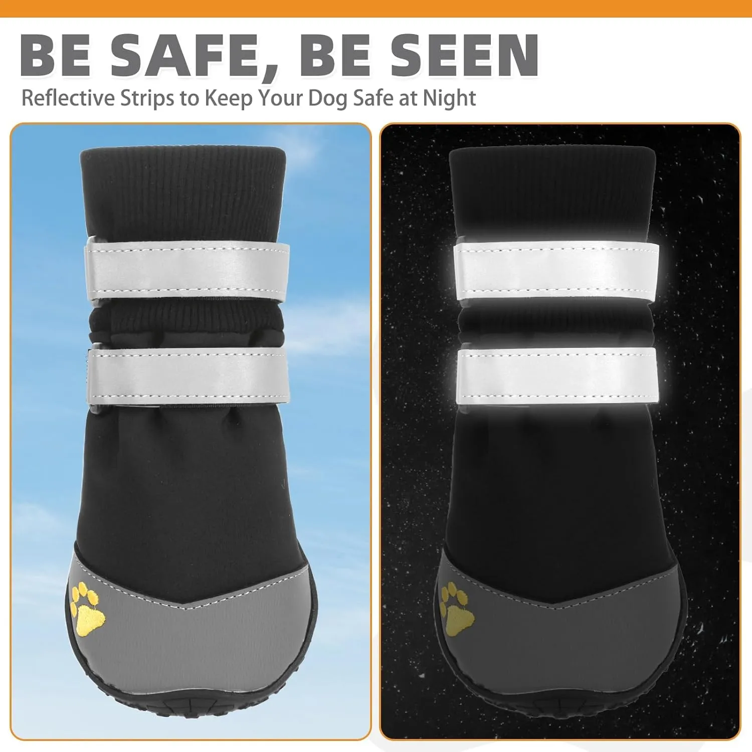 KOOLTAIL Dog Shoes, Waterproof Anti-Slip Dog Boots with Paw Protection for Hardwood Floor & Outdoor Use, Prevent Slipping for Large XL Dogs - Black