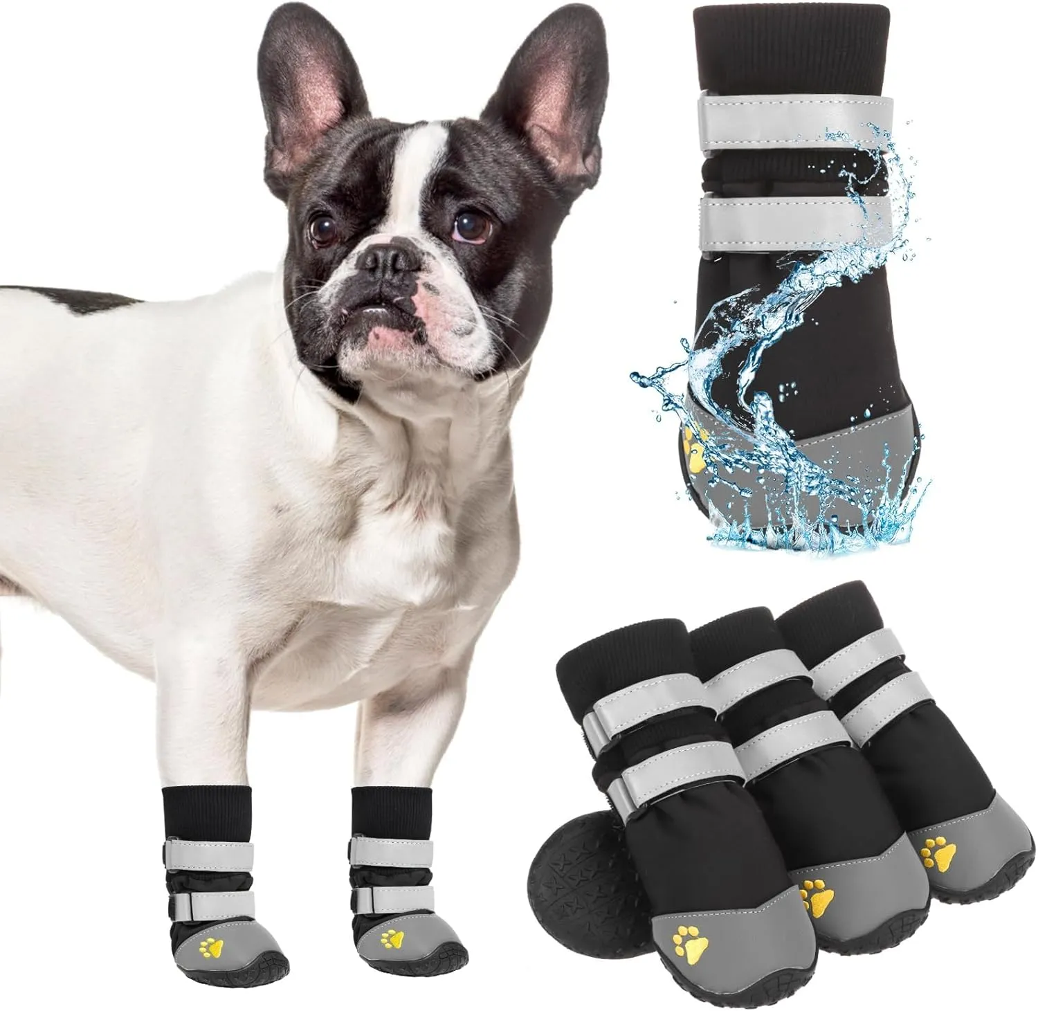 KOOLTAIL Dog Shoes, Waterproof Anti-Slip Dog Boots with Paw Protection for Hardwood Floor & Outdoor Use, Prevent Slipping for Large XL Dogs - Black