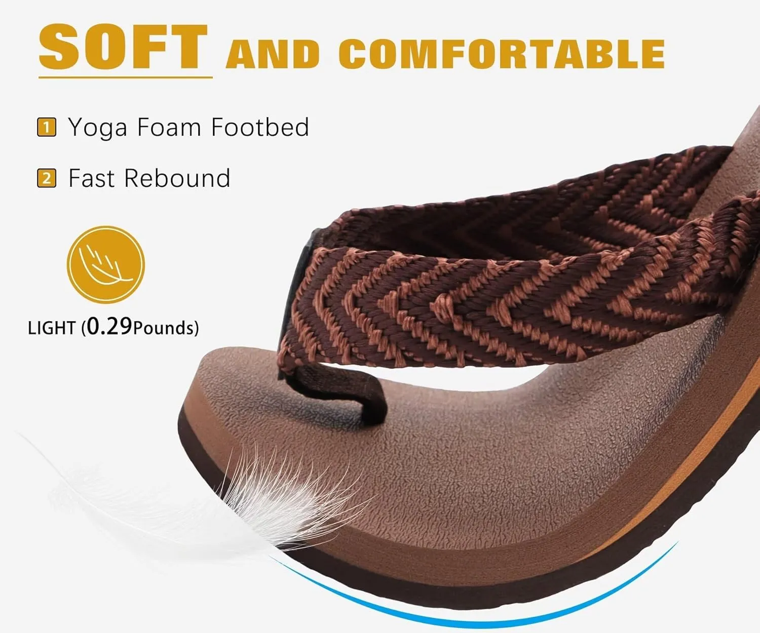 KuaiLu Men's Leather Flip Flops Arch Support Summer Beach Pool Water Thong Sandals Waterproof Rubber Walking Shoes