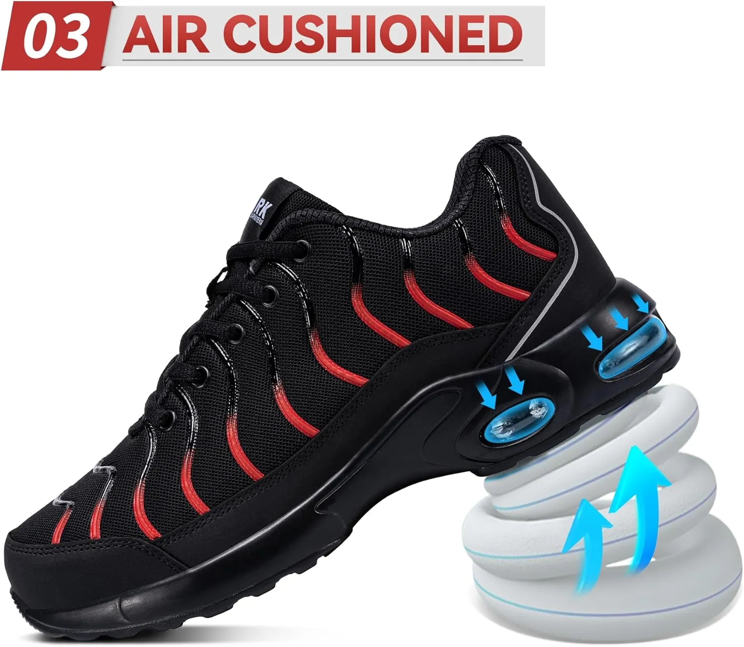 LARNMERN Air Cushion Steel Toe Shoes for Men Wide Women Lightweight Puncture Proof Work Safety Sneakers Breathable Slip Resistant Tennis Shoe