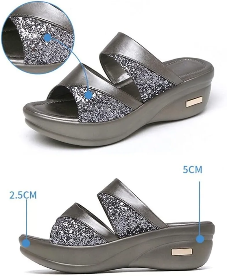 LIFKOME 1 Pair Fish Mouth Wedges Summer Peep Toe Summer Women High Heeled Black Sandals Outdoor Casual Slippers Chunky Wedge Sandals Thick Wedge Sole Sandal Flat Platform Shoes Women's
