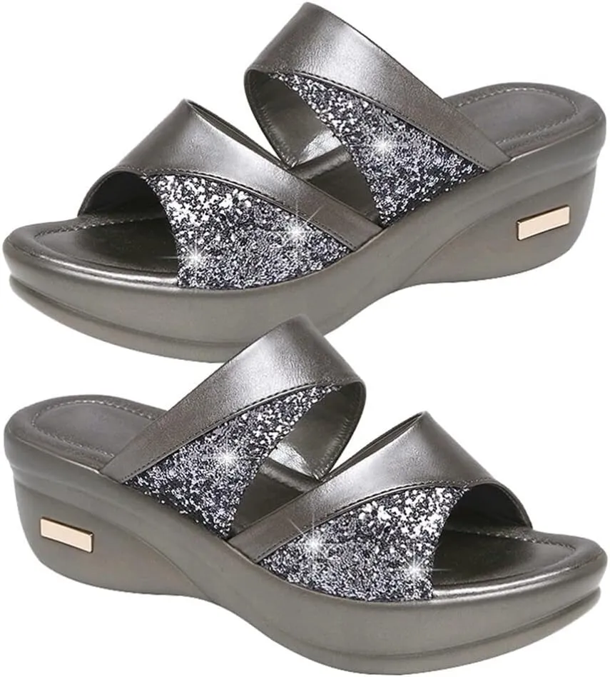 LIFKOME 1 Pair Fish Mouth Wedges Summer Peep Toe Summer Women High Heeled Black Sandals Outdoor Casual Slippers Chunky Wedge Sandals Thick Wedge Sole Sandal Flat Platform Shoes Women's
